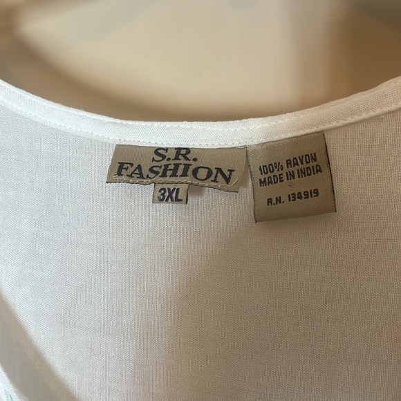 S.R. Fashion Floral Embroidered White Maxi Rayon Dress size 3XL made in India - Picture 4 of 10